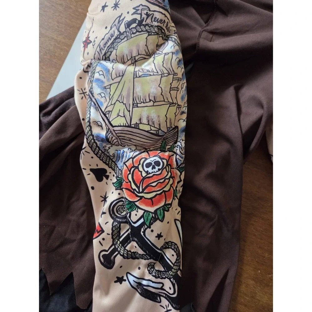 Muscle Pirate Costume kids m 8-10 Ed hardy tattoo style ink blackbeard matey